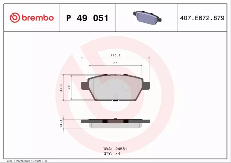 BREMBO KLOCKI HAMULCOWE TYŁ P 49 051 