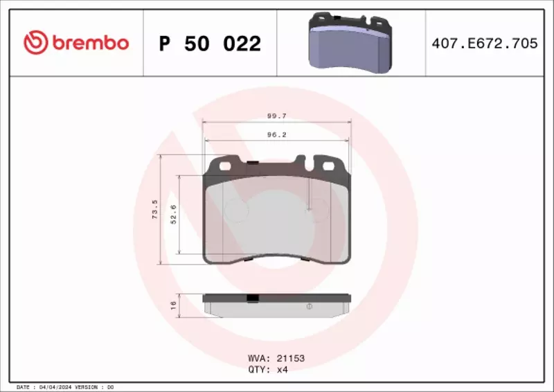 BREMBO KLOCKI HAMULCOWE PRZÓD P 50 022 