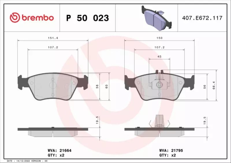 BREMBO KLOCKI HAMULCOWE PRZÓD P 50 023 