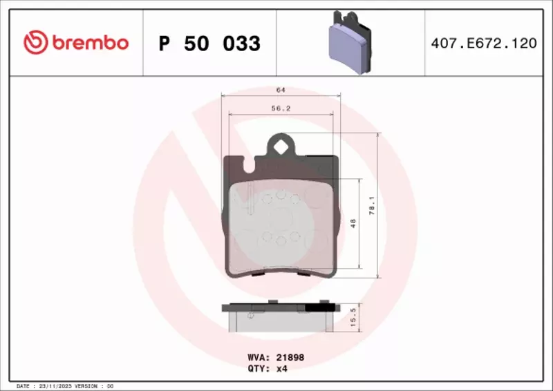 BREMBO KLOCKI HAMULCOWE TYŁ P 50 033 