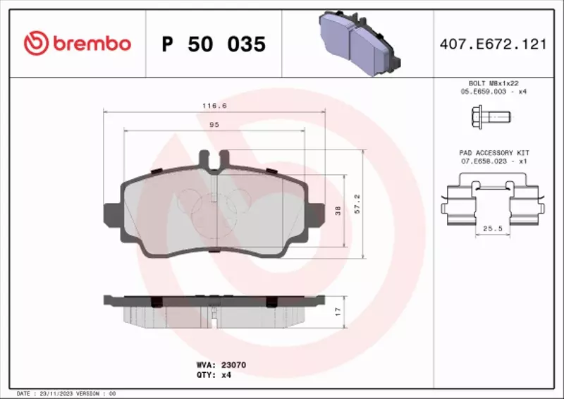 BREMBO TARCZE+KLOCKI P MERCEDES A W168 260MM 