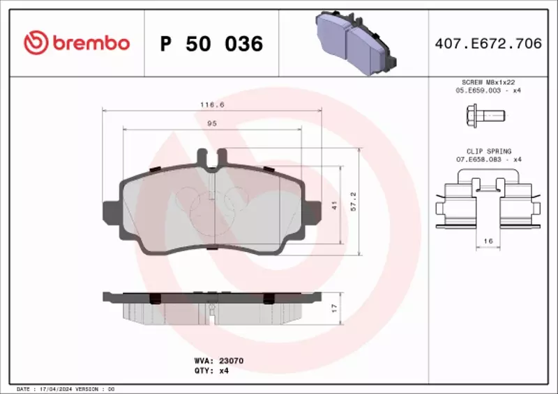 BREMBO TARCZE+KLOCKI P MERCEDES A W168 260MM 