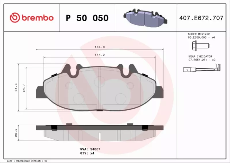 BREMBO KLOCKI HAM MERCEDES VITO VIANO CDI PRZÓD PR 