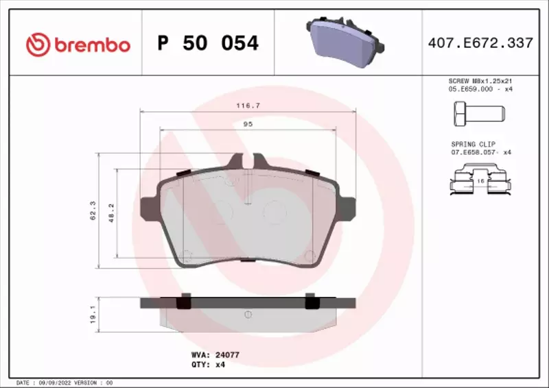 BREMBO KLOCKI HAMULCOWE PRZÓD P 50 054 