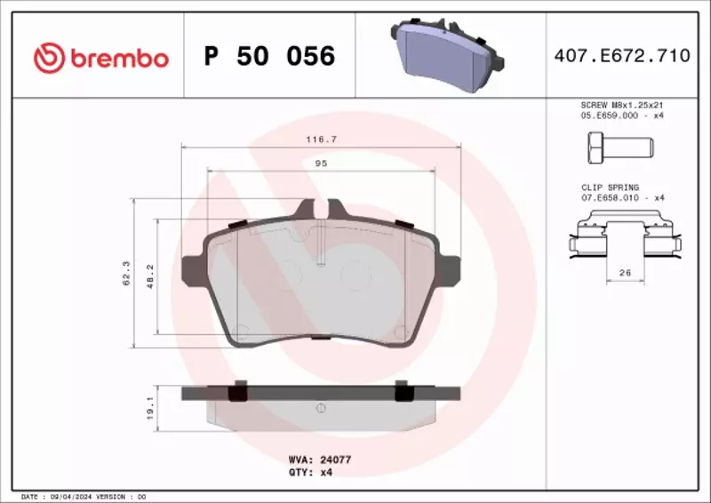 BREMBO TARCZE+KLOCKI PRZÓD MERCEDES A W169 276MM 