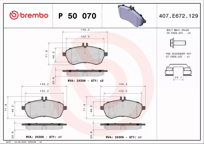 BREMBO KLOCKI HAMULCOWE PRZÓD P 50 070 