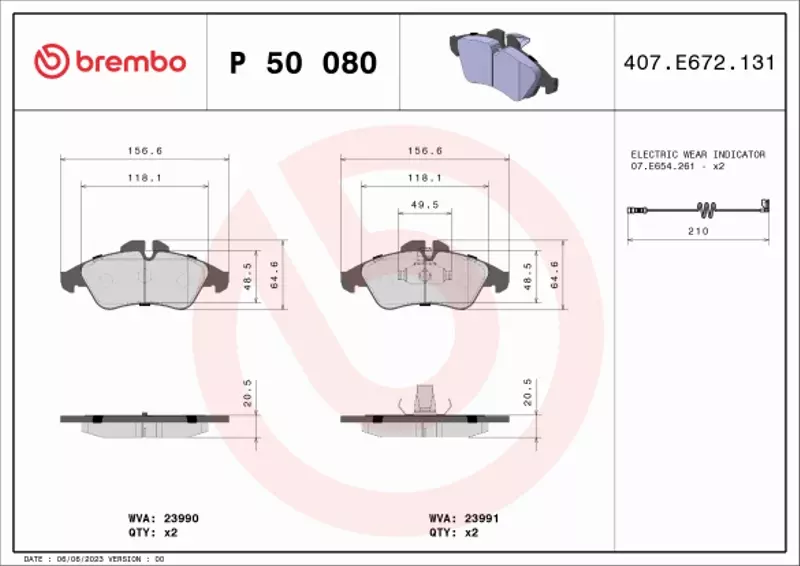 BREMBO KLOCKI HAMULCOWE PRZÓD P 50 080 