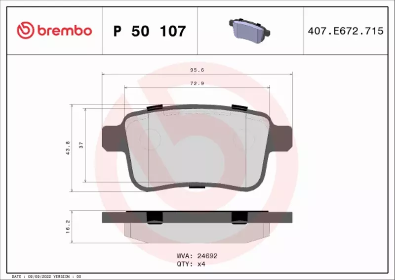 BREMBO KLOCKI HAMULCOWE TYŁ P 50 107 