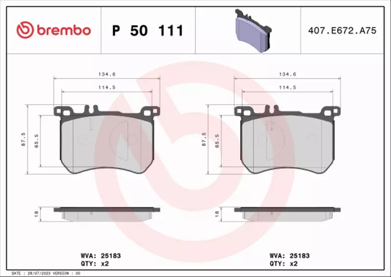 BREMBO KLOCKI HAMULCOWE PRZÓD P 50 111 