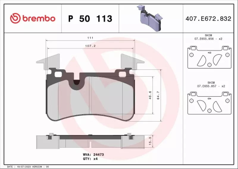 BREMBO KLOCKI HAMULCOWE TYŁ P 50 113 