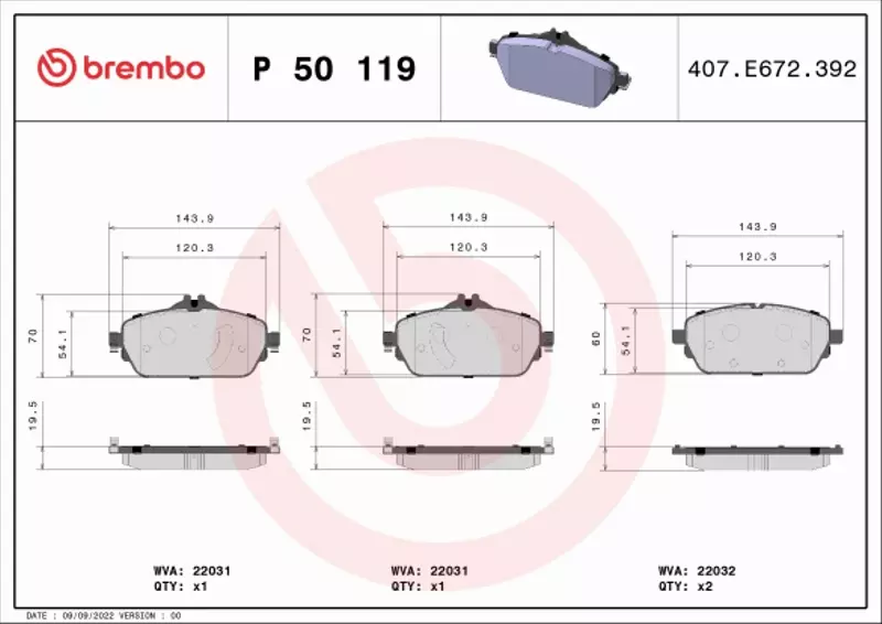 BREMBO KLOCKI HAMULCOWE PRZÓD P 50 119 