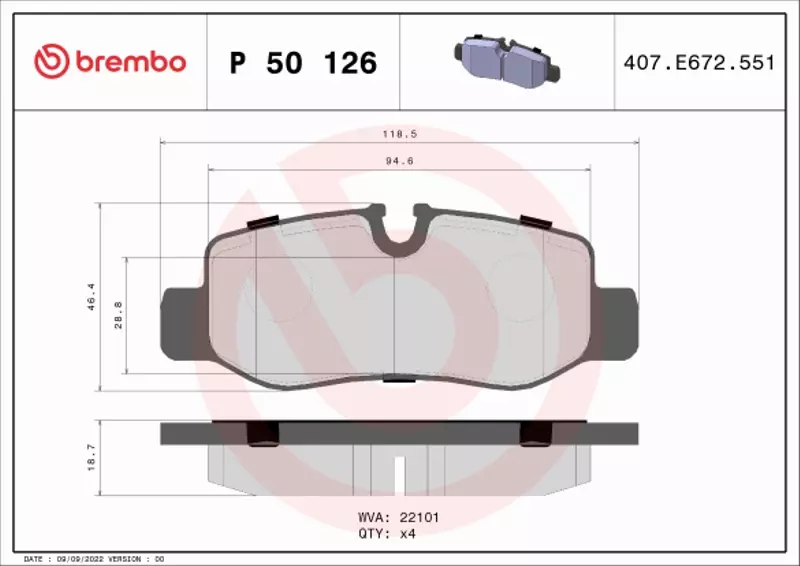 BREMBO KLOCKI HAMULCOWE TYŁ P 50 126 