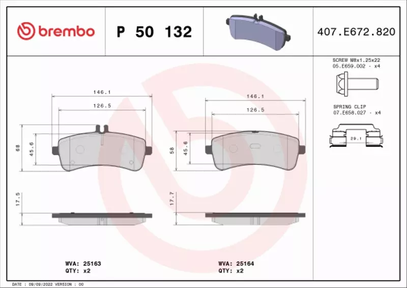 BREMBO KLOCKI HAMULCOWE TYŁ P 50 132 