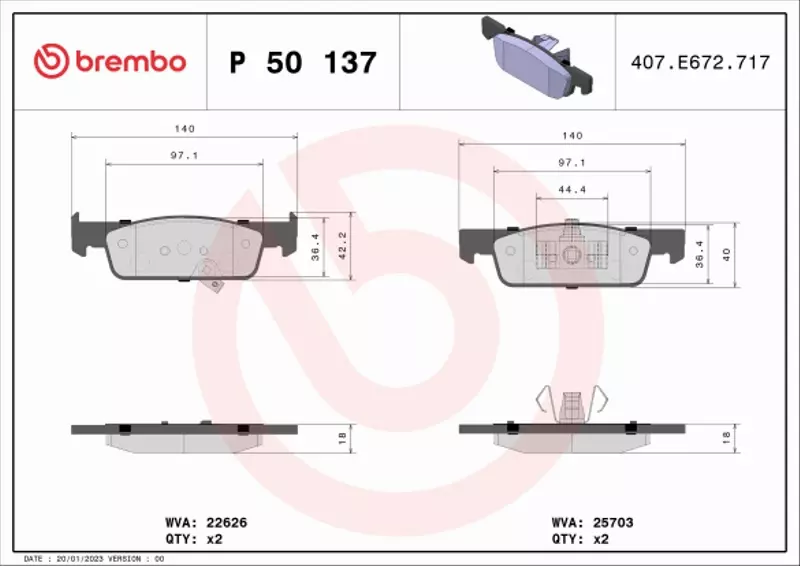 BREMBO KLOCKI HAMULCOWE PRZÓD P 50 137 