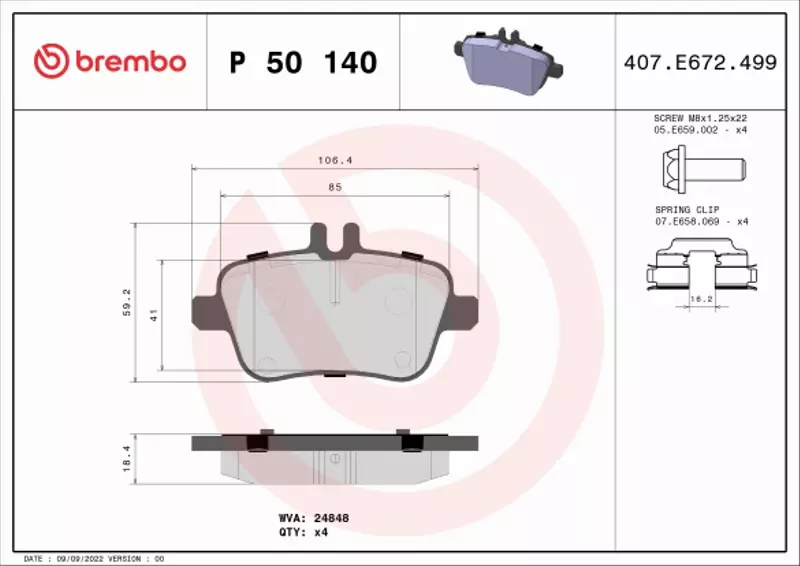 BREMBO KLOCKI HAMULCOWE TYŁ P 50 140 