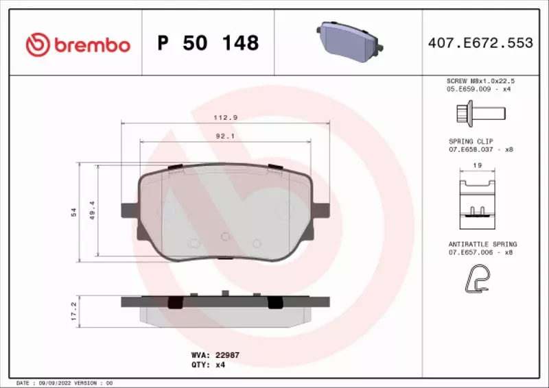 BREMBO KLOCKI HAMULCOWE P 50 148 