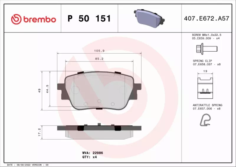 BREMBO KLOCKI HAMULCOWE P 50 151 