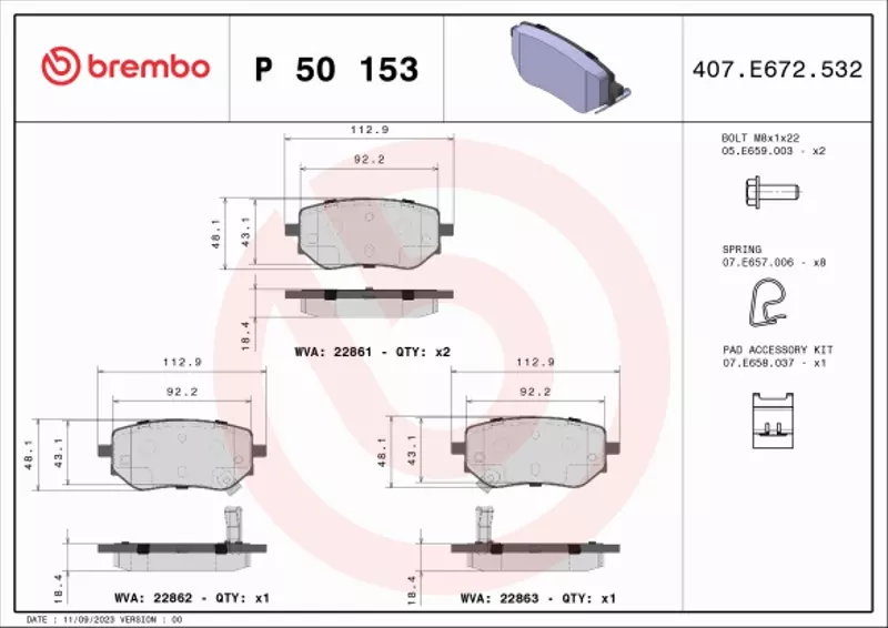 BREMBO KLOCKI HAMULCOWE P 50 153 