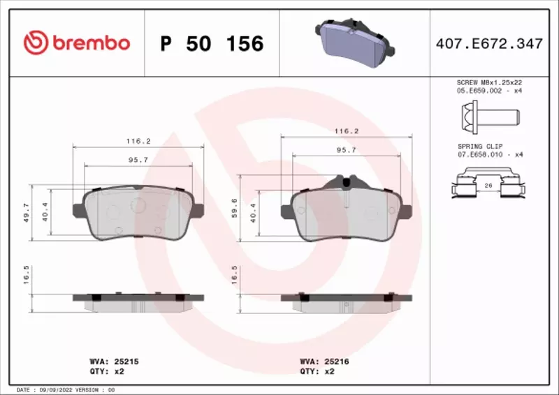 BREMBO P 50 156 Klocki hamulcowe 