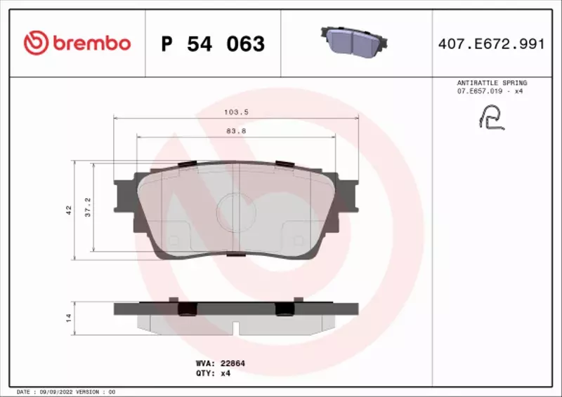 BREMBO TARCZE+KLOCKI TYŁ OUTLANDER III 302MM 