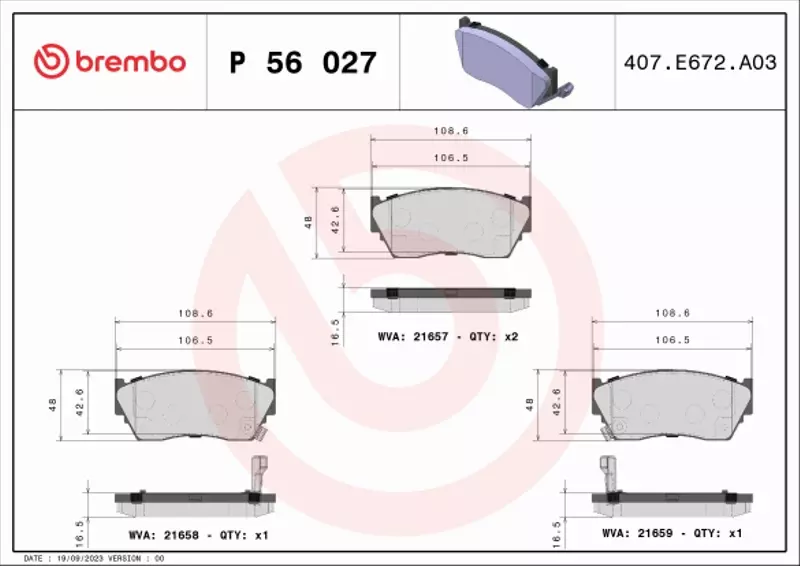 BREMBO KLOCKI HAM NISSAN SUNNY -95 N14 100NX 1.6 2 