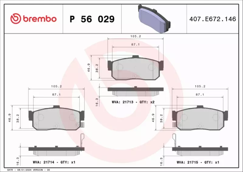 BREMBO KLOCKI HAMULCOWE TYŁ P 56 029 