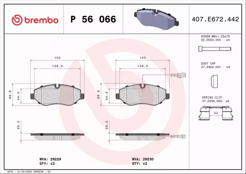 BREMBO KLOCKI HAMULCOWE PRZÓD P 56 066 