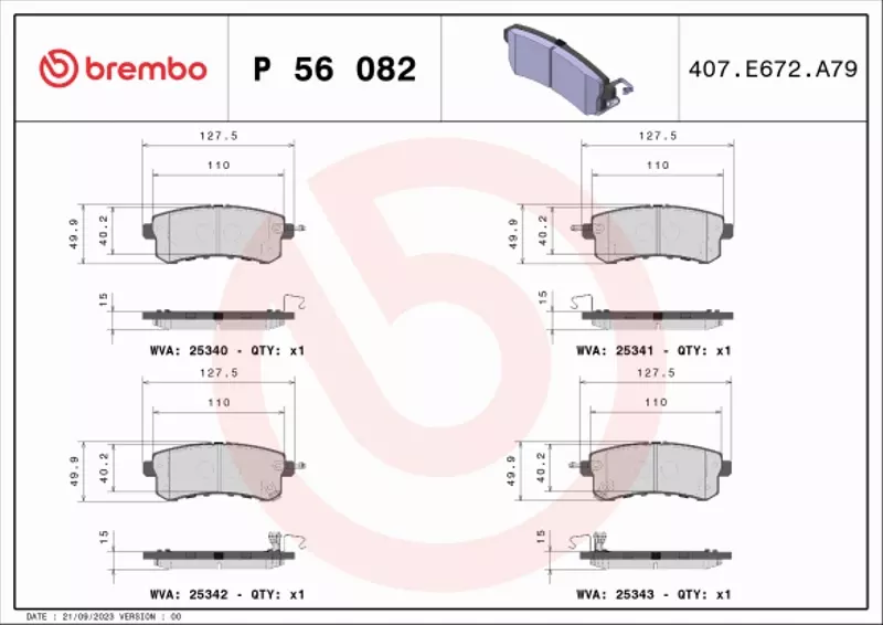 BREMBO KLOCKI HAMULCOWE TYŁ P 56 082 