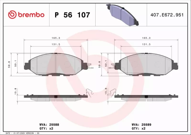 BREMBO KLOCKI HAMULCOWE P 56 107 