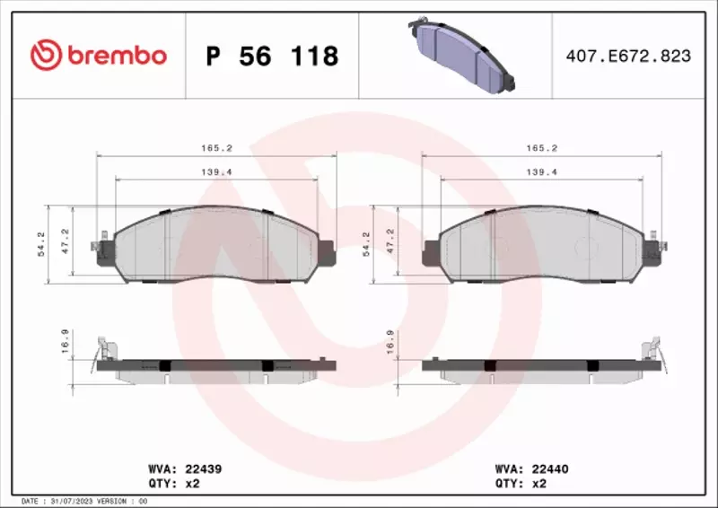 BREMBO KLOCKI HAMULCOWE PRZÓD P 56 118 