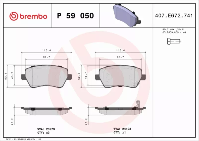 BREMBO TARCZE+KLOCKI PRZÓD SUZUKI SWIFT III  