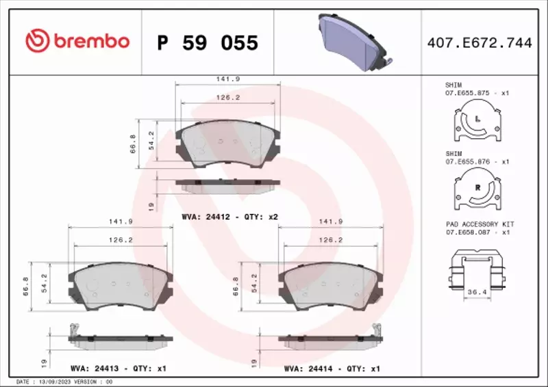 BREMBO KLOCKI HAMULCOWE PRZÓD CHEVROLET CAMARO 