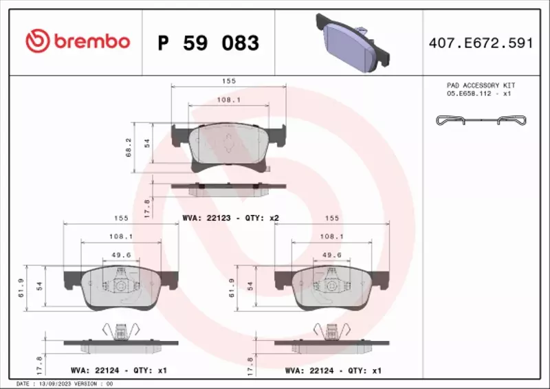 BREMBO KLOCKI HAMULCOWE PRZÓD P 59 083 