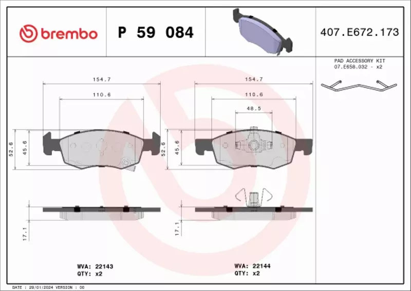 BREMBO KLOCKI HAMULCOWE PRZÓD P 59 084 