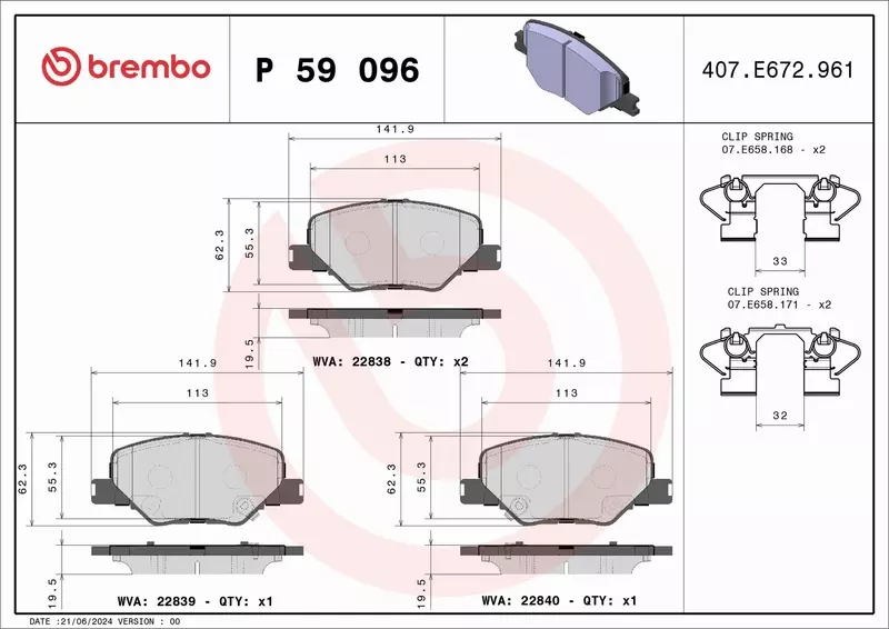 BREMBO KLOCKI HAMULCOWE P 59 096 