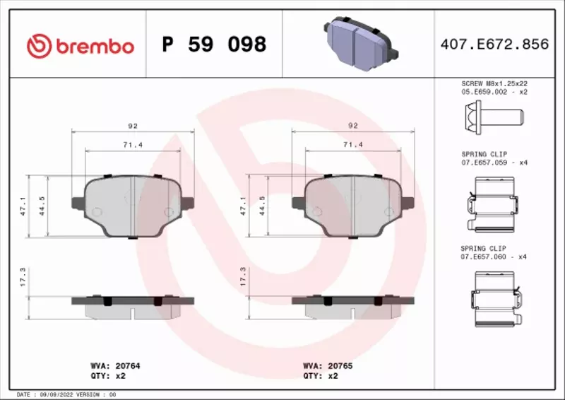 BREMBO TARCZE+KLOCKI T PEUGEOT RIFTER 268MM 