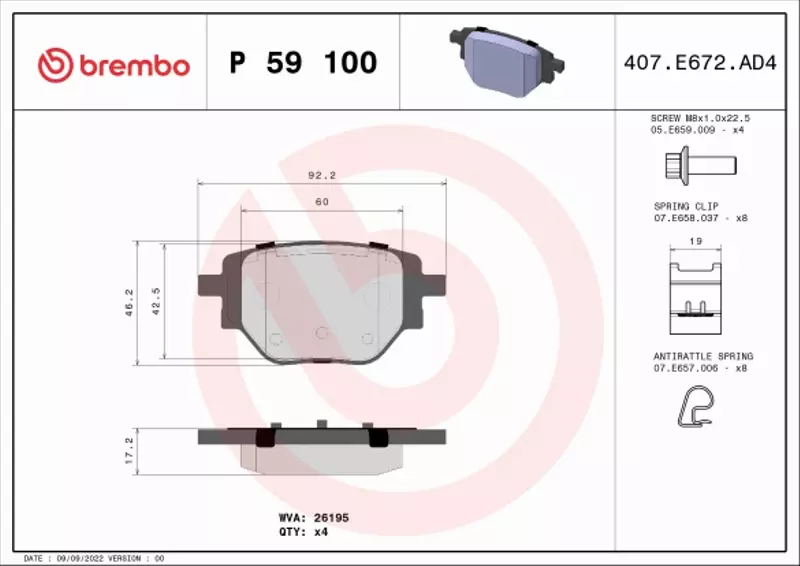 BREMBO KLOCKI HAMULCOWE P 59 100 