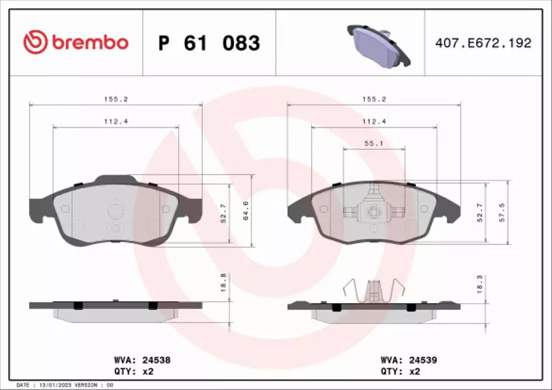  BREMBO TARCZE+KLOCKI P+T CITROEN BERLINGO II 283MM 