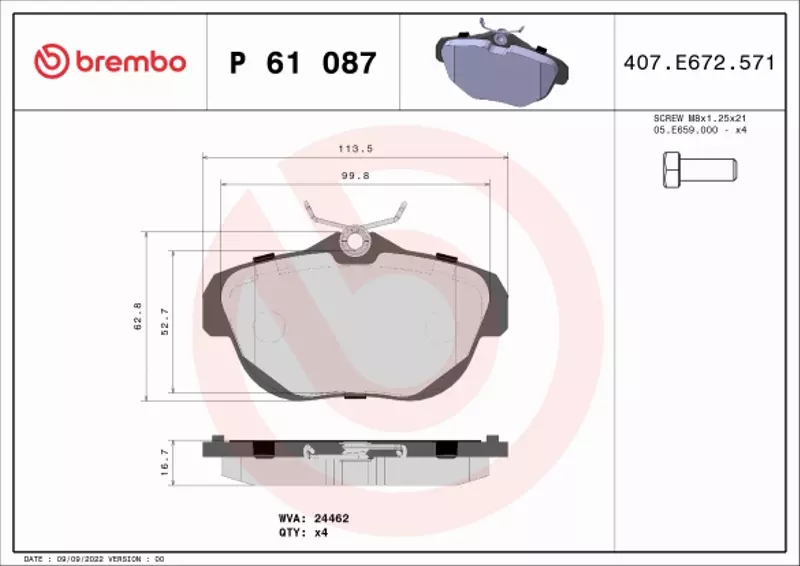 BREMBO KLOCKI HAMULCOWE TYŁ P 61 087 