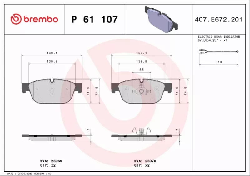  BREMBO TARCZE+KLOCKI PRZÓD PEUGEOT 508 340MM 