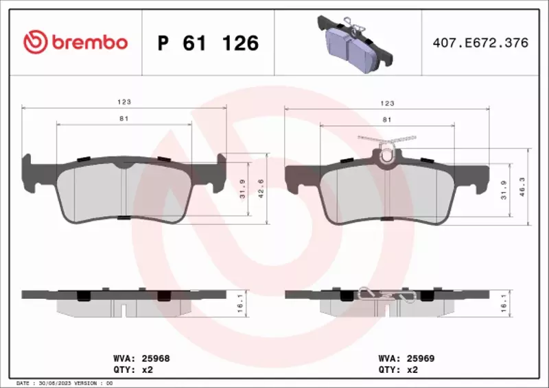 BREMBO KLOCKI HAMULCOWE P 61 126 