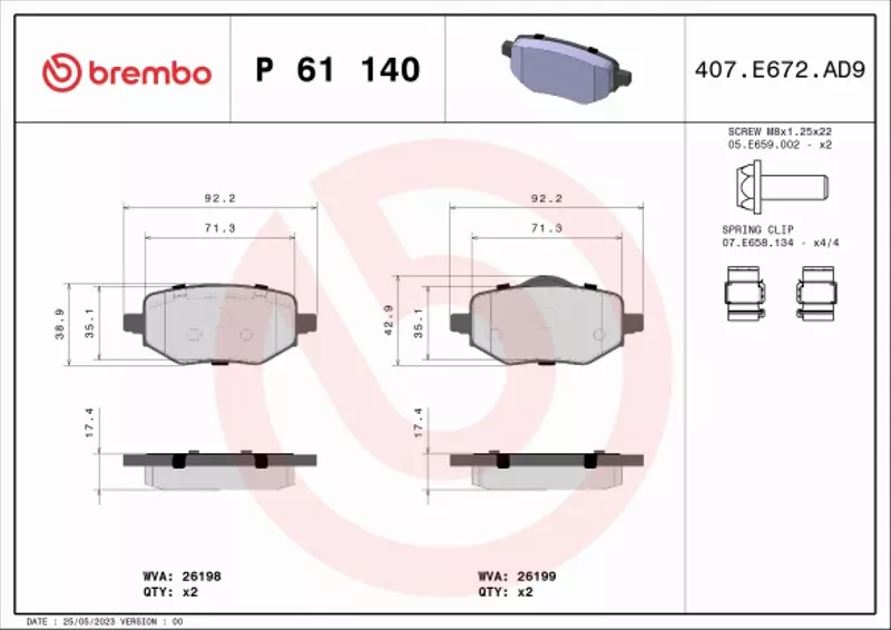 BREMBO KLOCKI HAMULCOWE P 61 140 