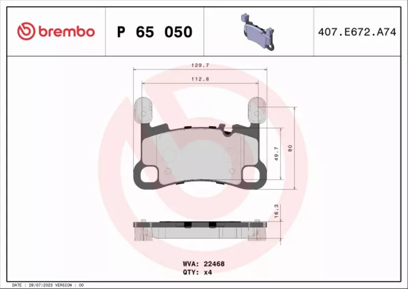 BREMBO KLOCKI HAMULCOWE P 65 050 