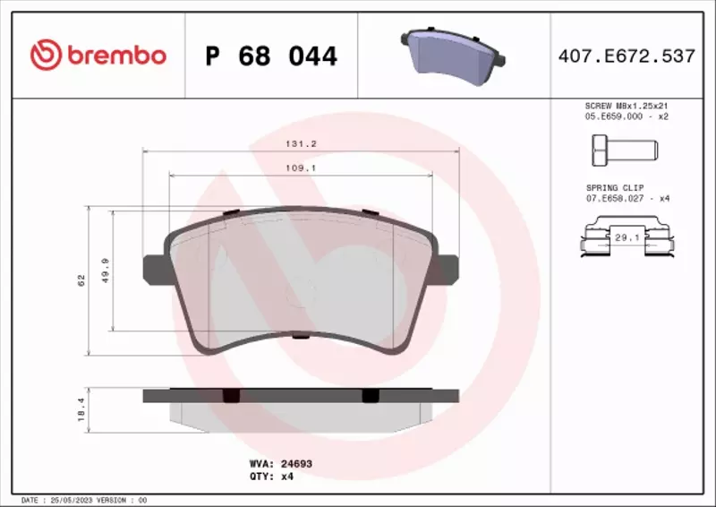 BREMBO TARCZE+KLOCKI P MERCEDES CITAN 415 280MM 