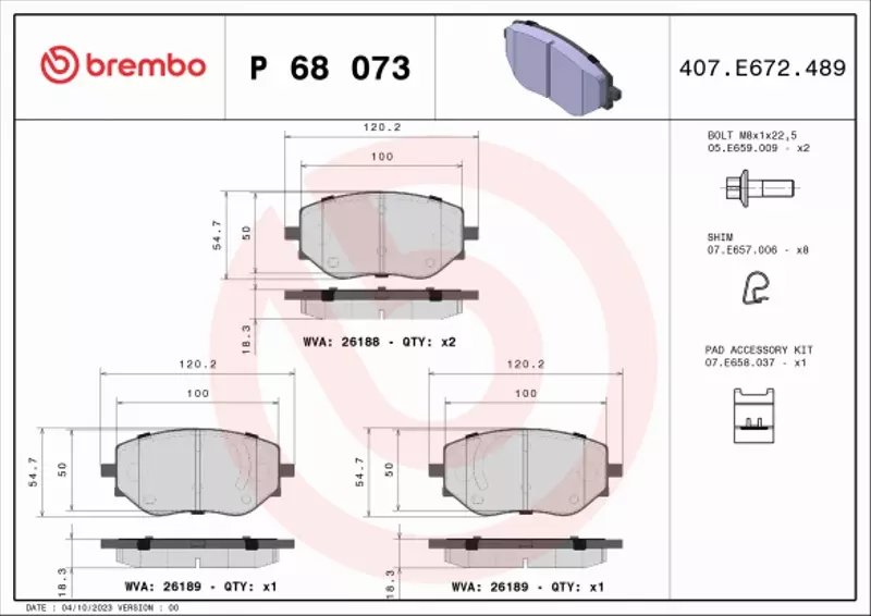 BREMBO KLOCKI HAMULCOWE P 68 073 