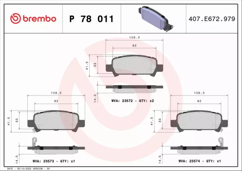 BREMBO TARCZE+KLOCKI TYŁ SUBARU FORESTER SF 265MM 