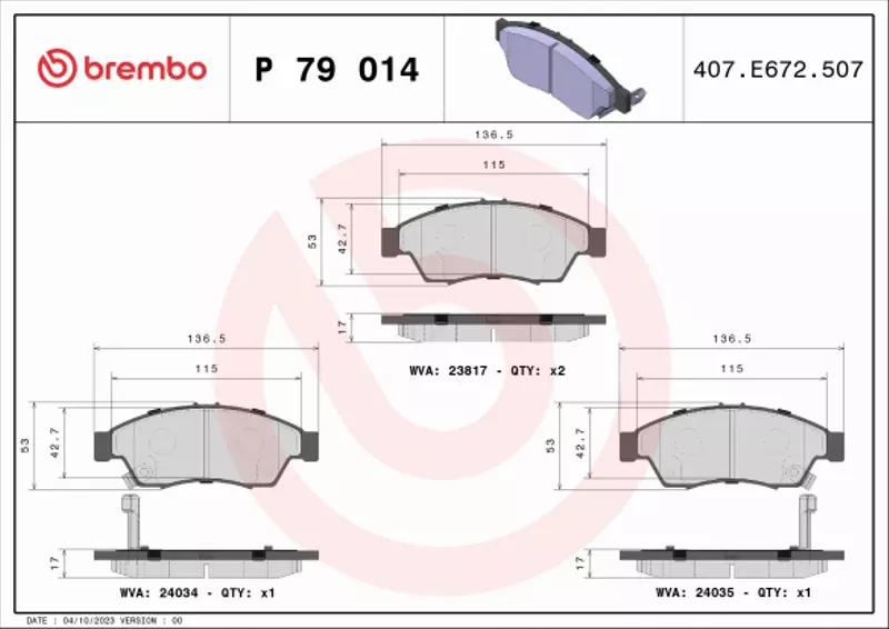 BREMBO TARCZE+KLOCKI PRZÓD SUZUKI LIANA 246MM 