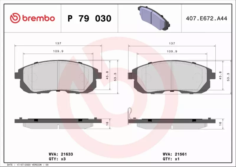 BREMBO KLOCKI HAMULCOWE P 79 030 