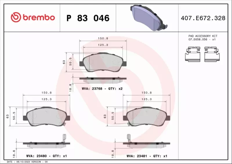 BREMBO TARCZE+KLOCKI P+T TOYOTA COROLLA VERSO 295MM 