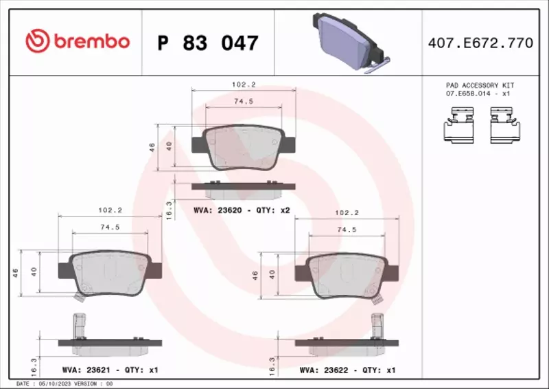 KLOCKI HAMULCOWE BREMBO AVENSIS COROLLA PREVIA TYL 